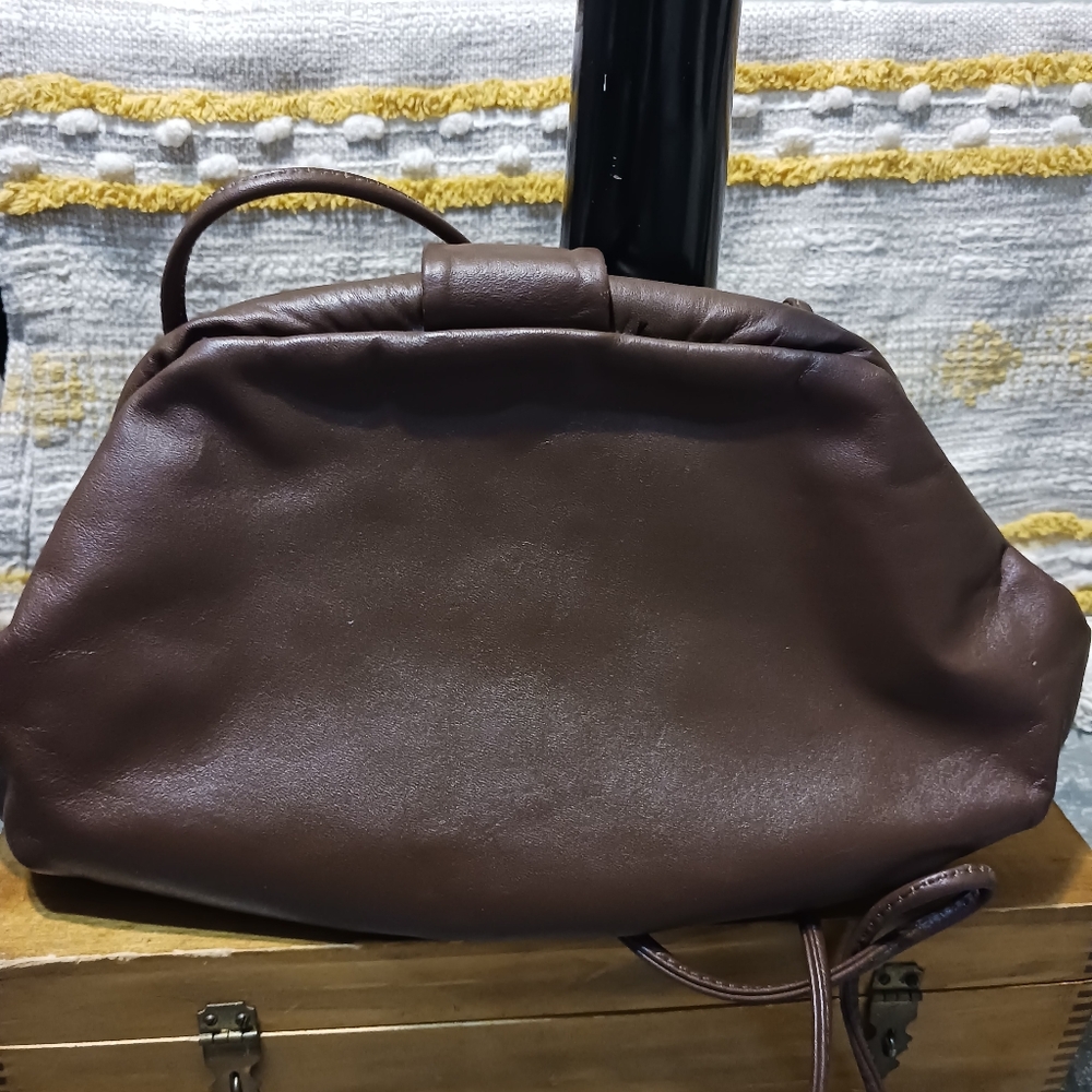 Vtg Leather Hinged Patchwork Shoulder Bag Multico… - image 4